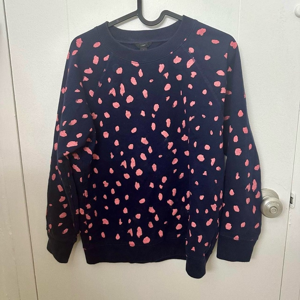 J. Crew Navy and Pink Patterned Women's Sweatshirt